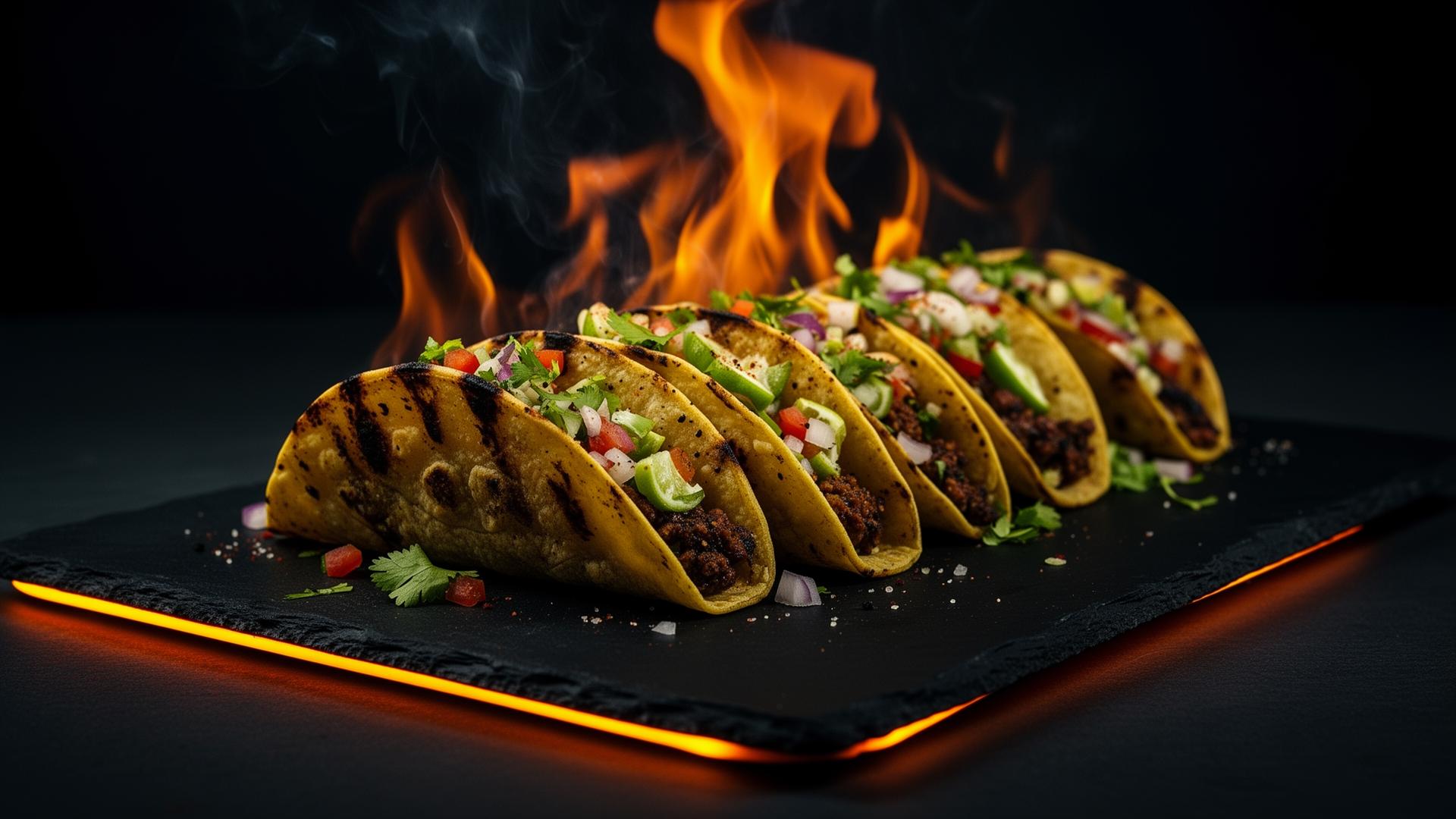 Flame-grilled tacos
